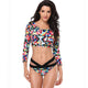 Long Sleeves Two Pieces Swimsuit Sexy Plus Size Swimwear