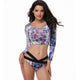 Long Sleeves Two Pieces Swimsuit Sexy Plus Size Swimwear