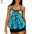 Vintage Floral Push Up Two Pieces Tankini Ruffle Fringe Swimdress