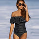 Sexy Off The Shoulder Solid Swimwear One Piece Swimsuit