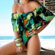 2018 New Sexy Off The Shoulder Solid Swimwear Women One Piece Swimsuit Female Bathing Suit Ruffle Monokini Swim Wear XL