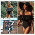 2018 New Sexy Off The Shoulder Solid Swimwear Women One Piece Swimsuit Female Bathing Suit Ruffle Monokini Swim Wear XL