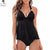 New Swimwear Tankini Women Vintage Solid Push Up Two Pieces