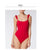 One Piece Swimsuit Solid Red Swimwear Ruffled Shoulder Backless