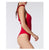 One Piece Swimsuit Solid Red Swimwear Ruffled Shoulder Backless