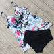 Plus Size Swimsuit Halter Bandage Swimwear Printed Tankini