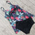 Plus Size Swimsuit Halter Bandage Swimwear Printed Tankini