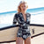 Print Floral One Piece Swimsuit Long Sleeve Swimwear