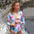 Print Floral One Piece Swimsuit Long Sleeve Swimwear