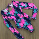 Print Floral One Piece Swimsuit Long Sleeve Swimwear
