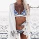 White Floral Halter Thong Bikini Swimsuit Swim Beach Wear