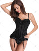 Polka Dot Ruffle Padded Corset - Black - XL