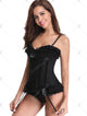 Polka Dot Ruffle Padded Corset - Black - XL