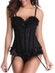 Polka Dot Ruffle Padded Corset - Black - XL