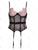 See Through Lace Insert Mesh Corset - Pig Pink - L