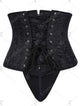 Lace-up Jacquard Underbust Corset - Black - XL