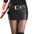 New Women's Designer sexy Black PU leather skirt