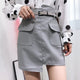 Women PU Leather Skirts Solid Color Mini Skirts Office Lady
