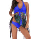 2019 New Plus Size Tankini set Women Swimwear Two Piece Print Halter Swimsuit Swimming Dress Bathing Suit S--5XL