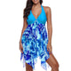 2019 New Plus Size Tankini set Women Swimwear Two Piece Print Halter Swimsuit Swimming Dress Bathing Suit S--5XL