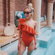 2019 Print Floral One Piece Swimsuit Women Padded Swimwear Bandage Cut Out Mnokini Bathing Suit Plus Size Swimwear XXXL