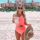 2019 Print Floral One Piece Swimsuit Women Padded Swimwear Bandage Cut Out Mnokini Bathing Suit Plus Size Swimwear XXXL