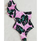 2019 Print Floral One Piece Swimsuit Women Padded Swimwear Bandage Cut Out Mnokini Bathing Suit Plus Size Swimwear XXXL