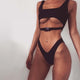 2019 Sexy Black White Bikini Swimwear Women Swimsuit Brazilian Bikini Set  Halter Top Beach wear Bathing Suits Biquini female