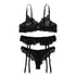 2019 Sexy Lace Bra Panty Garter Belt Set Women Black Transparent Lingerie Seamless Intimates Underwear Bralette Briefs Plus Size