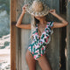 2019 Sexy One Piece Swimsuit Push Up Swimwear Women Ruffle Monokini Adjustable Shoulder Swimsuit Bodysuit Bathing Suit Swim Wear