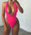 2019 Sexy One Piece Swimsuit Women Swimwear Female Solid Black Thong Backless Monokini Bathing Suit XL