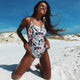 2019 Sexy Print Swimwear Women Swimsuit Backless One Piece Swimsuit Bandage Beachwear Ruffle Bathing Suit Swim Monokini