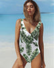 2019 Sexy Print Swimwear Women Swimsuit Backless One Piece Swimsuit Bandage Beachwear Ruffle Bathing Suit Swim Monokini