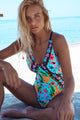 2019 Sexy Print Swimwear Women Swimsuit Backless One Piece Swimsuit Bandage Beachwear Ruffle Bathing Suit Swim Monokini