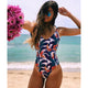 2019 Sexy Print Swimwear Women Swimsuit Backless One Piece Swimsuit Bandage Beachwear Ruffle Bathing Suit Swim Monokini