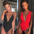 2019 Sexy Swimsuit Women Swimwear One Piece Bodysuit Push Up Monokini Halter Cross Bathing Suits Swim Suit Wear Female Beachwear