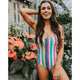 2019 Striped Swimwear One Piece Swimsuit Women Backless Monokini Swimsuit Sport Bodysuit Beach Bathing Suit Swim Red White