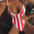 2019 Striped Swimwear One Piece Swimsuit Women Backless Monokini Swimsuit Sport Bodysuit Beach Bathing Suit Swim Red White