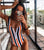 2019 Striped Swimwear One Piece Swimsuit Women Backless Monokini Swimsuit Sport Bodysuit Beach Bathing Suit Swim Red White