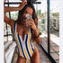 2019 Striped Swimwear One Piece Swimsuit Women Backless Monokini Swimsuit Sport Bodysuit Beach Bathing Suit Swim Red White