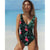 2019 Swimsuit Women One Piece Monokini Vintage Swimwear Slimming Bodysuit Female Black Bathing Suit Wide Strap Deep V Beach Wear
