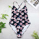 2019 women Swimwear Sexy high cut one piece swimsuit Backless swim suit Black White Red  thong Bathing suit female Monokini 2741