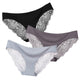 3pcs/lot  Sexy Women Panties set Lace Briefs Ice Silk Seamless Underwear Thong Lingerie Transparent Underpants String Pants #D