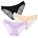 3pcs/lot  Sexy Women Panties set Lace Briefs Ice Silk Seamless Underwear Thong Lingerie Transparent Underpants String Pants #D