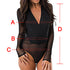 Sexy Black Mesh Deep V Bodysuit Women Plus size