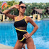 Andzhelika Sexy One Shoulder One Piece Swimsuit 2019 New Off Shoulder Mesh Patchwork Swimwear Bodysuit Bathing Suit Monokini