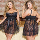 Plus Size Costume Sleepwear Dress Transparent Hollow-out Chemise