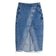 Sexy Club Skirts Sex Split High Waist Straight Blue Jeans Skirts