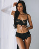 Black Eyelash Lace Lingerie Set Transparent Hollow Out