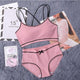 CINOON Japanese Lingerie Set Cotton Thin Screw Thread Push Up Bra Set beauty back Women Bra Panties Set Comfort Underwear